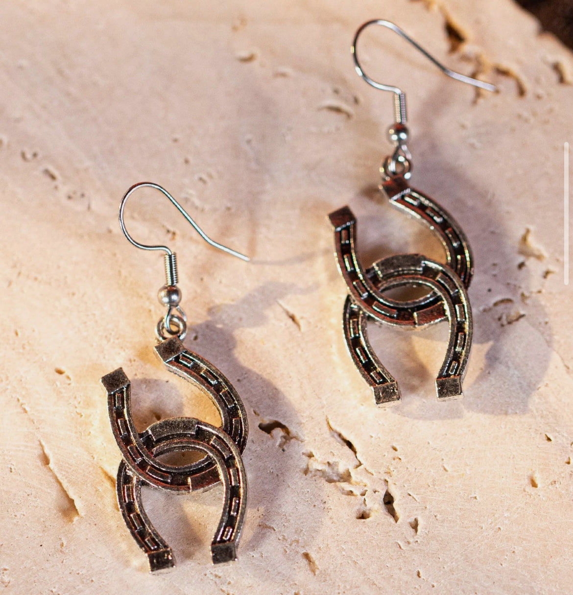 Wrangler Double Horse Shoe Dangling Earrings