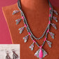 Wrangler Rustic Couture Bohemian FEATHER  Necklace and Earrings set PINK