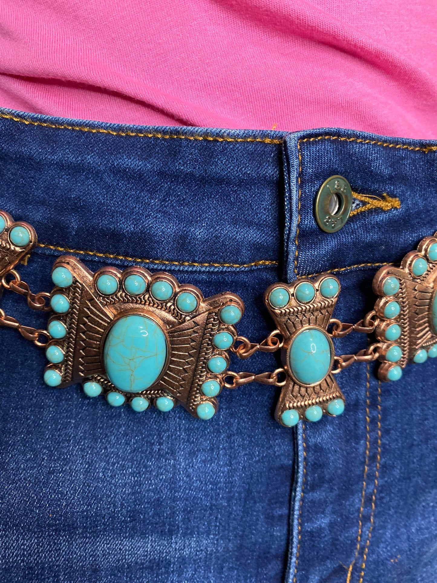 Copper and Turquoise chain belt