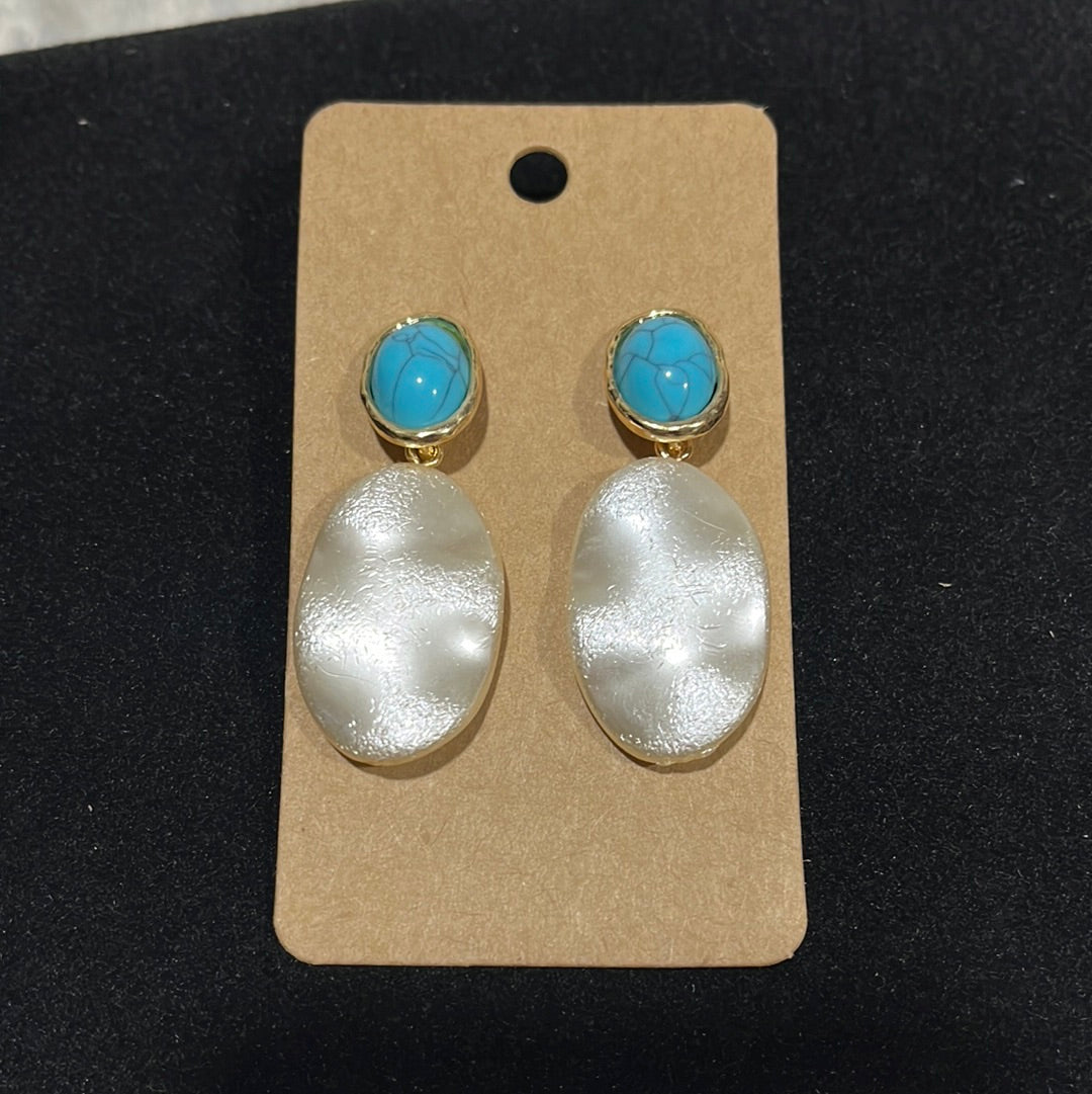 TURQUOISE and PEARL EARRINGS