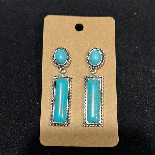 TURQUOISE and RECTANGULAR EARRING