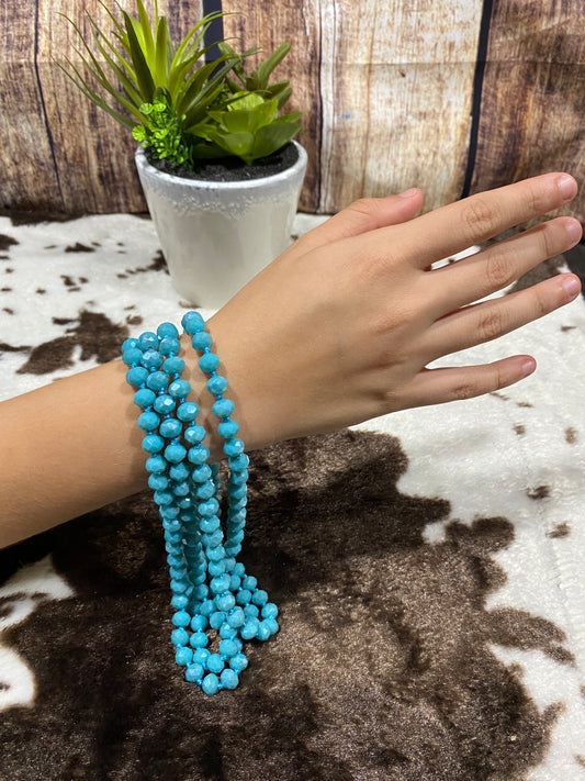 Blue Long Beaded Necklace